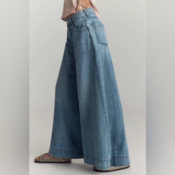 NWT Size 34 - ANTHROPOLOGIE Pilcro Mid-Rise Super-Wide-Leg Jeans (NWT US$ 158) - Picture 9 of 16